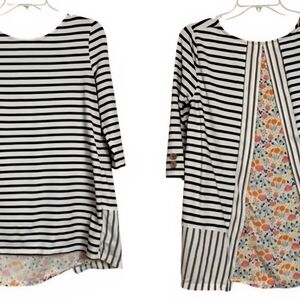 Matilda Jane With Joanna Gaines Navy and White Striped Top Cute Back Details